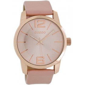 OOZOO Timepieces 43mm Rosegold Powder pink Leather Strap C7416